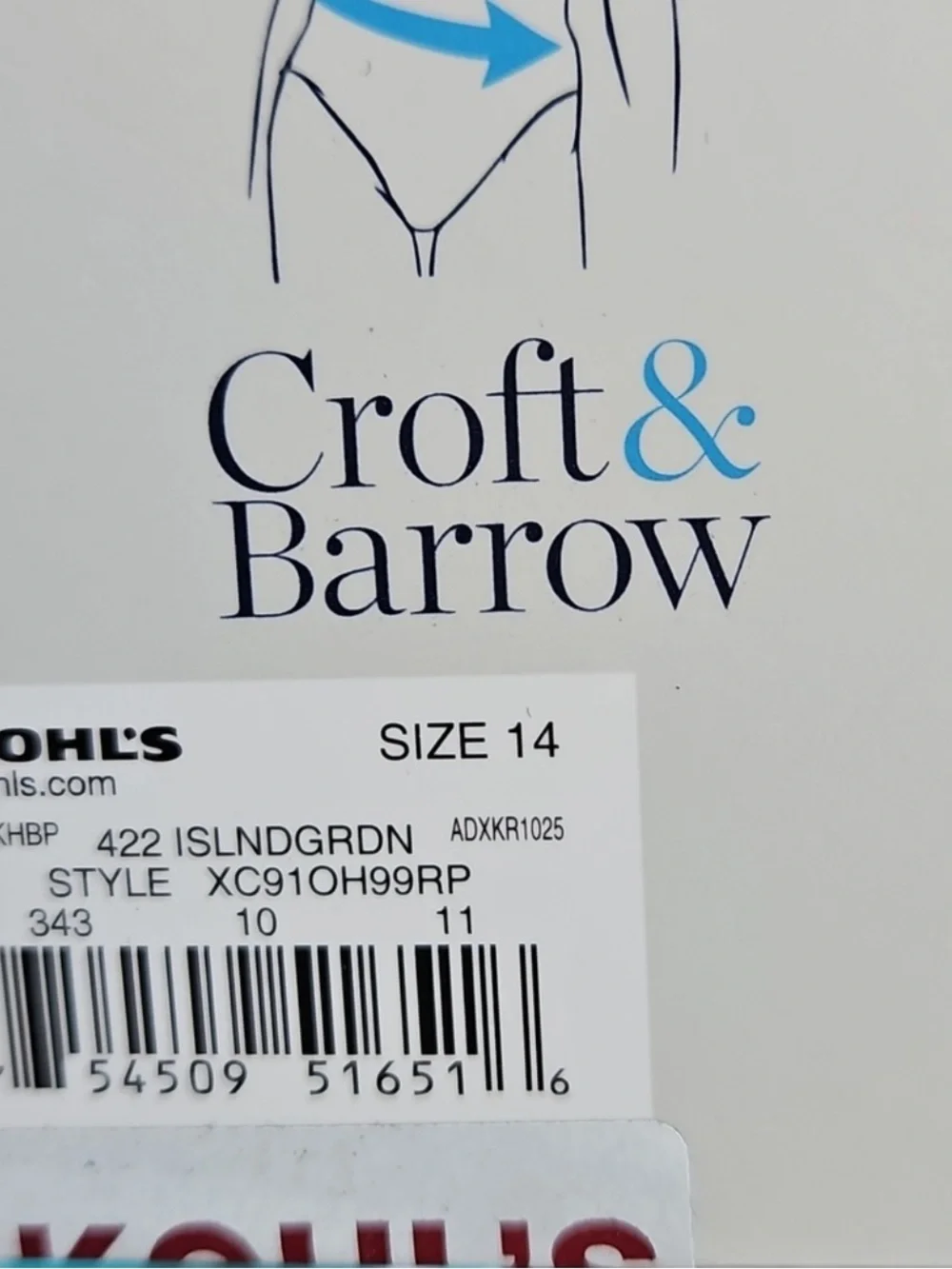 Women’s Croft & Barrow Blue Floral One Piece Swim Dress - Size 14 - NWT